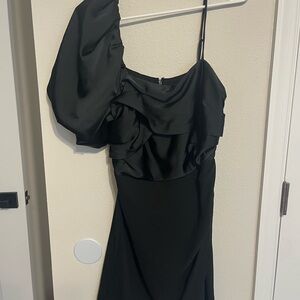 NWT Black One Shoulder Puff Sleeve Dress
